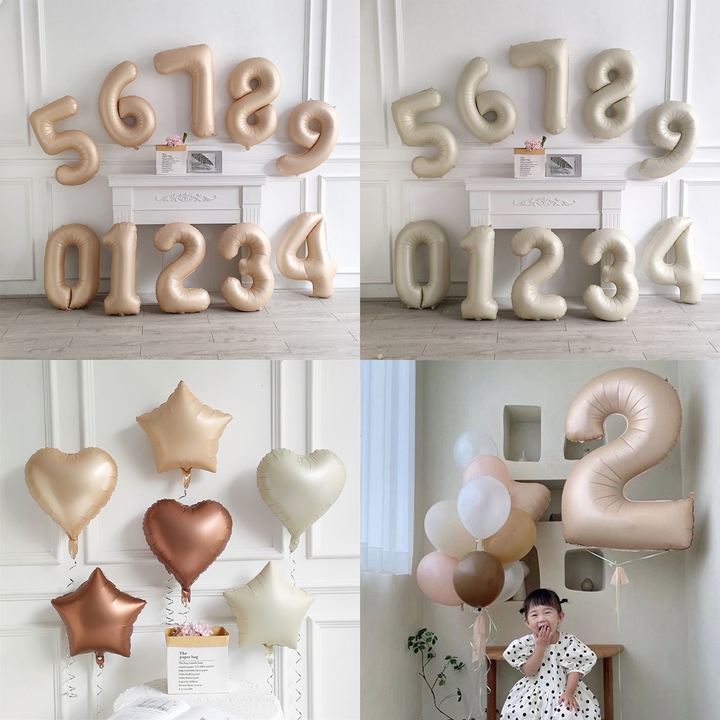 New 32inch number 0 ~ 9 cream caramel balloon ins style birthday party decoration