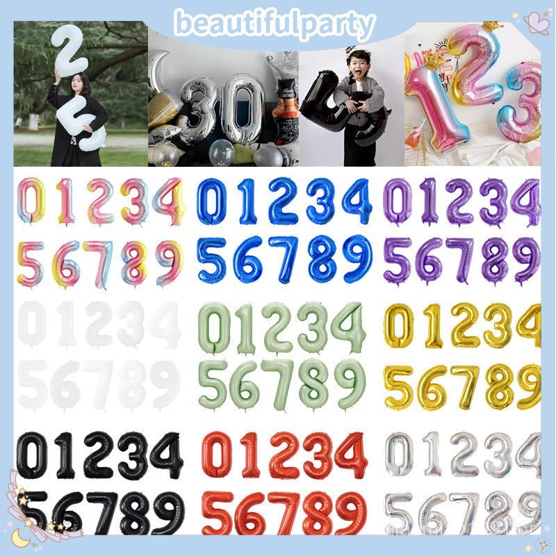 32 inch multi-color aluminum foil balloons with numbers 0-9 for birthday party decoration