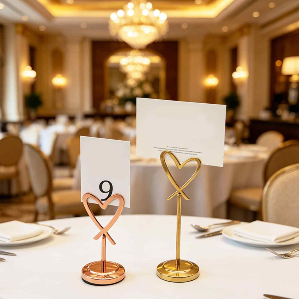 Hollow Heart Table Number Holder Metal Clip – Love Place Card Stand for Photos Food Signs Memo Notes Weddings Birthday