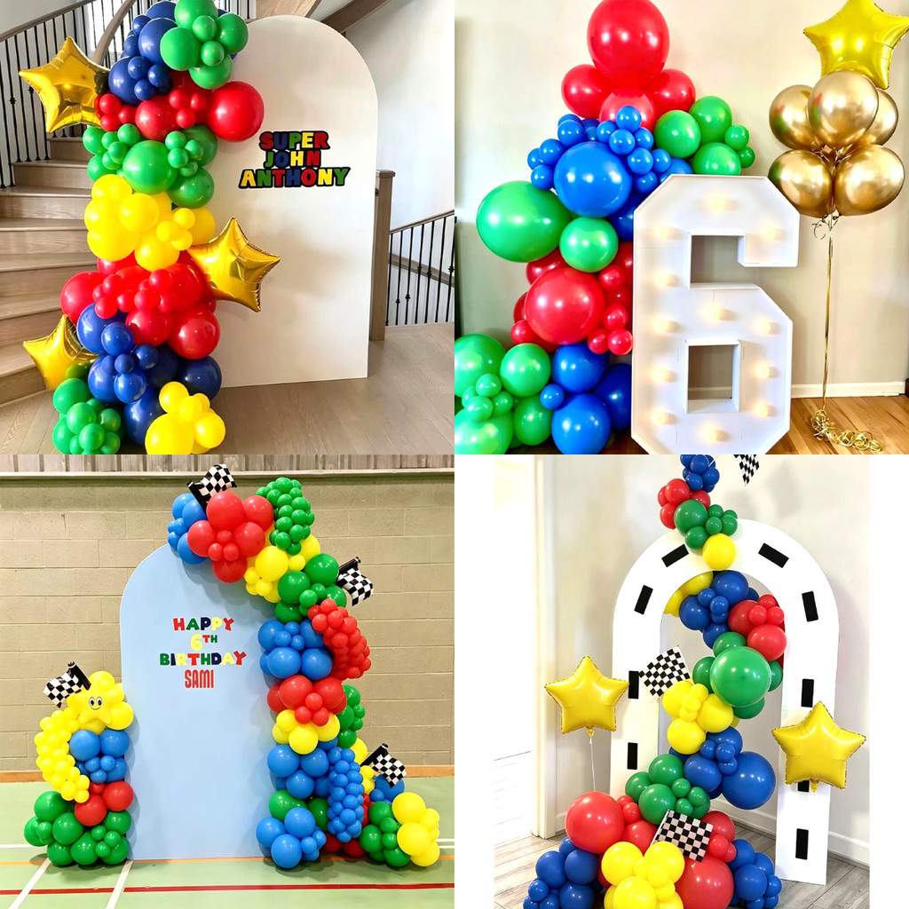 Blue Red Green Latex Balloons Super Bros Birthday Party Decoration Happy Birthday Balloons Party Number Balloon Globos