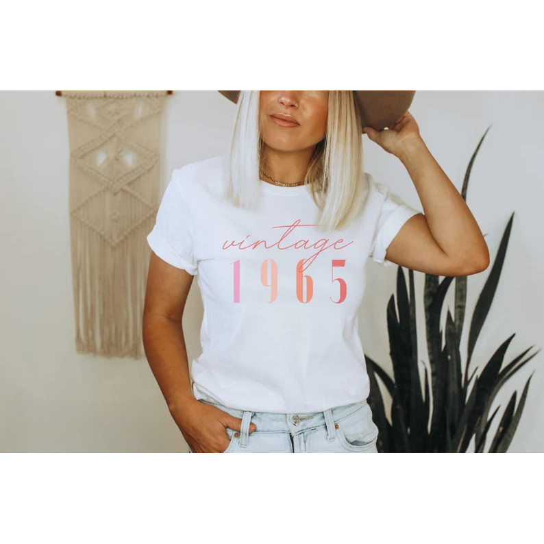 [Camiseta Premium em Algodão Puro]VU Classic 1966 Shirts For Women, Vintage 60th Birthday Year Number Tshirt For Him
