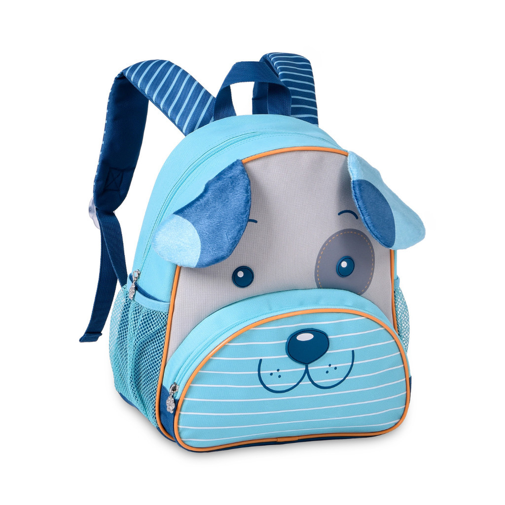 Mochila De Costas Cachorro Infantil Unissex Azul Vermelho Laranja Escolar Meninos Meninas