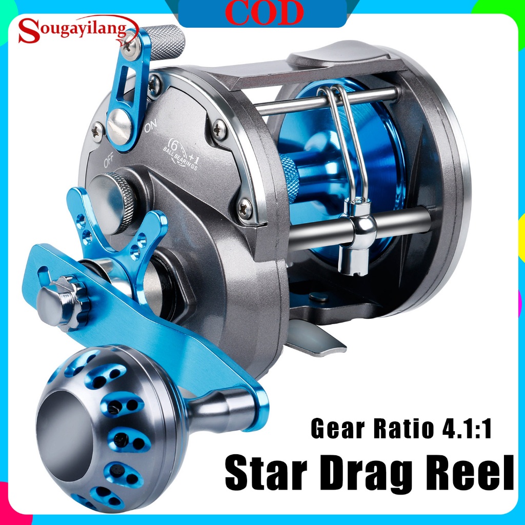 Sougayilang Carretel De Pesca Relação De Engrenagem 4.1 : 1 6 + 1BB Forte Mão Esquerda/Direita Arrastar Max 25kg Para