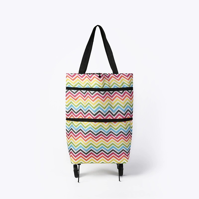 1 Pc Bag De Compras Com Rodas Projeto Para Arrastar Plegável E Portátil Armazenamento Tridimensional Regulação De Volume