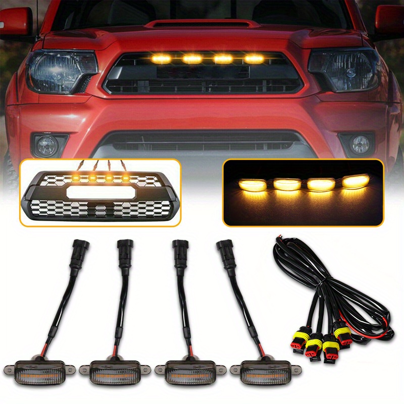 1 arrastar 4 luzes universais LED para grade dianteira âmbar para Ford Toyota caminhão estilo Raptor