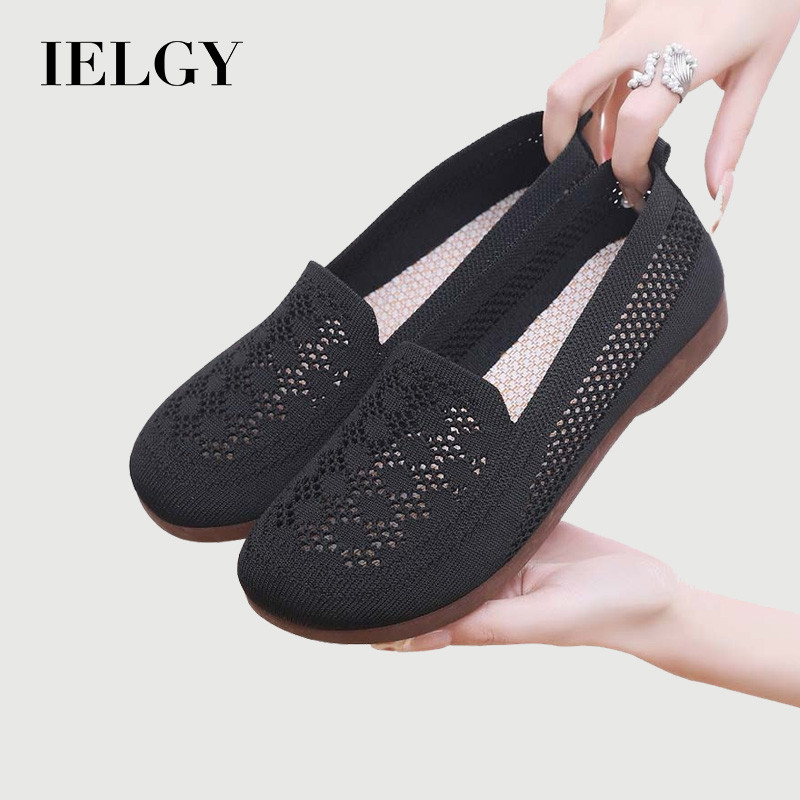IELGY 2026 Sapatos De Malha Flyknit Respiráveis De Outono Para Mulheres Plana Oca