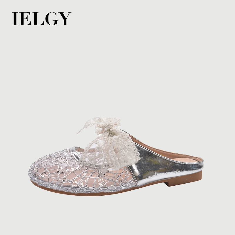 IELGY Malha Oca Francesa Preguiçosa De Um Passo Com Saia Sapatos Prateados Fechados Para Mulheres