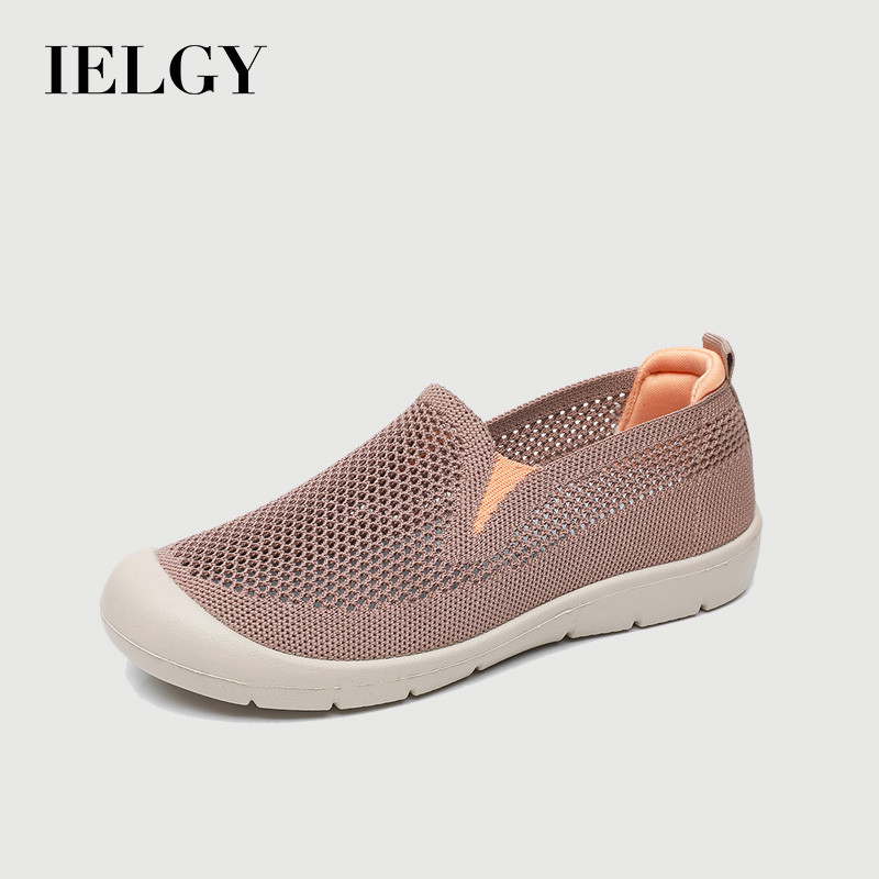 IELGY 2026 Novos Sapatos De Pano De Verão Para Mulheres Respirável Casual Malha Oca Sola Macia