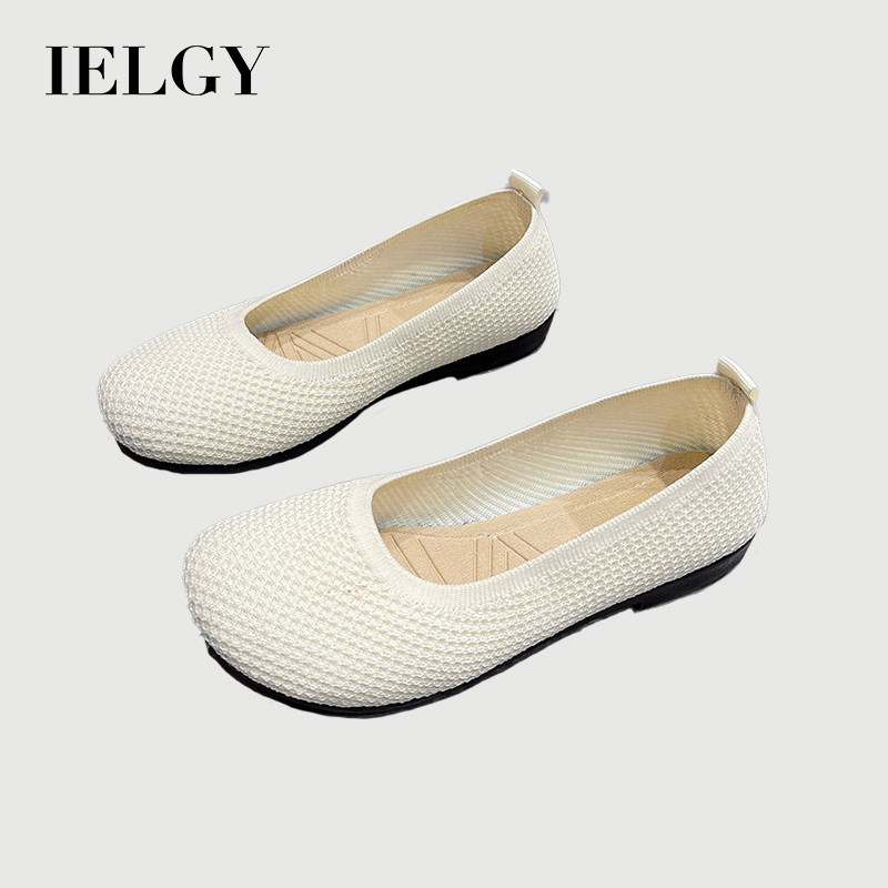 IELGY Sapatos De Pano De Sola Plana Trabalho Feminino Macia Confortável E Versátil Sandálias De Malha Oca De Verão