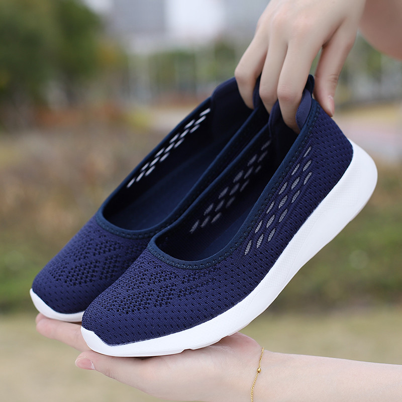 Sapatos Mary Jane Femininos de Malha Oca, Slip On, Respiráveis, Tênis Planos para Caminhada