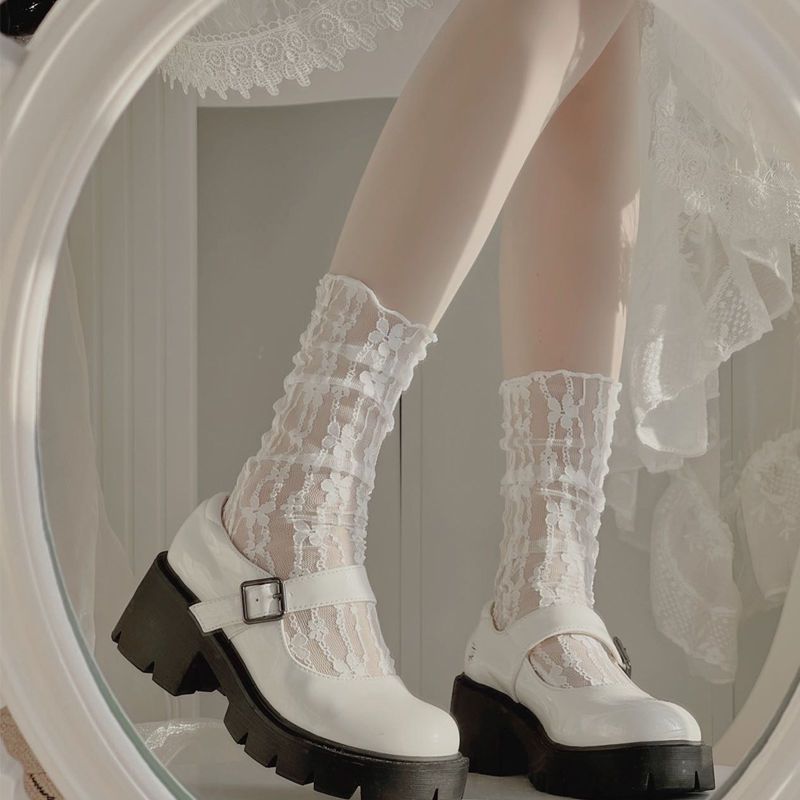 Meias Femininas De Renda Mary Jane – Malha Oca , Empilháveis Curtas/Médias/Longas | Verão Ultrafino E Estilo Balé Doce 1