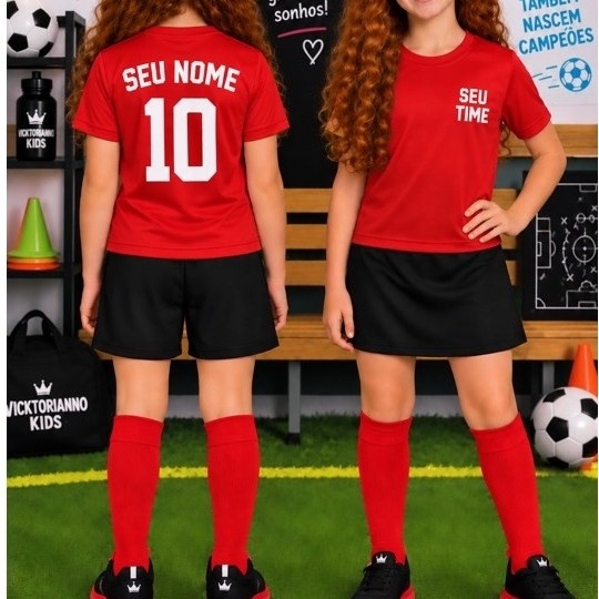 Conjunto Camiseta e Saia Shorts sem detalhes diferentes como gola e punho