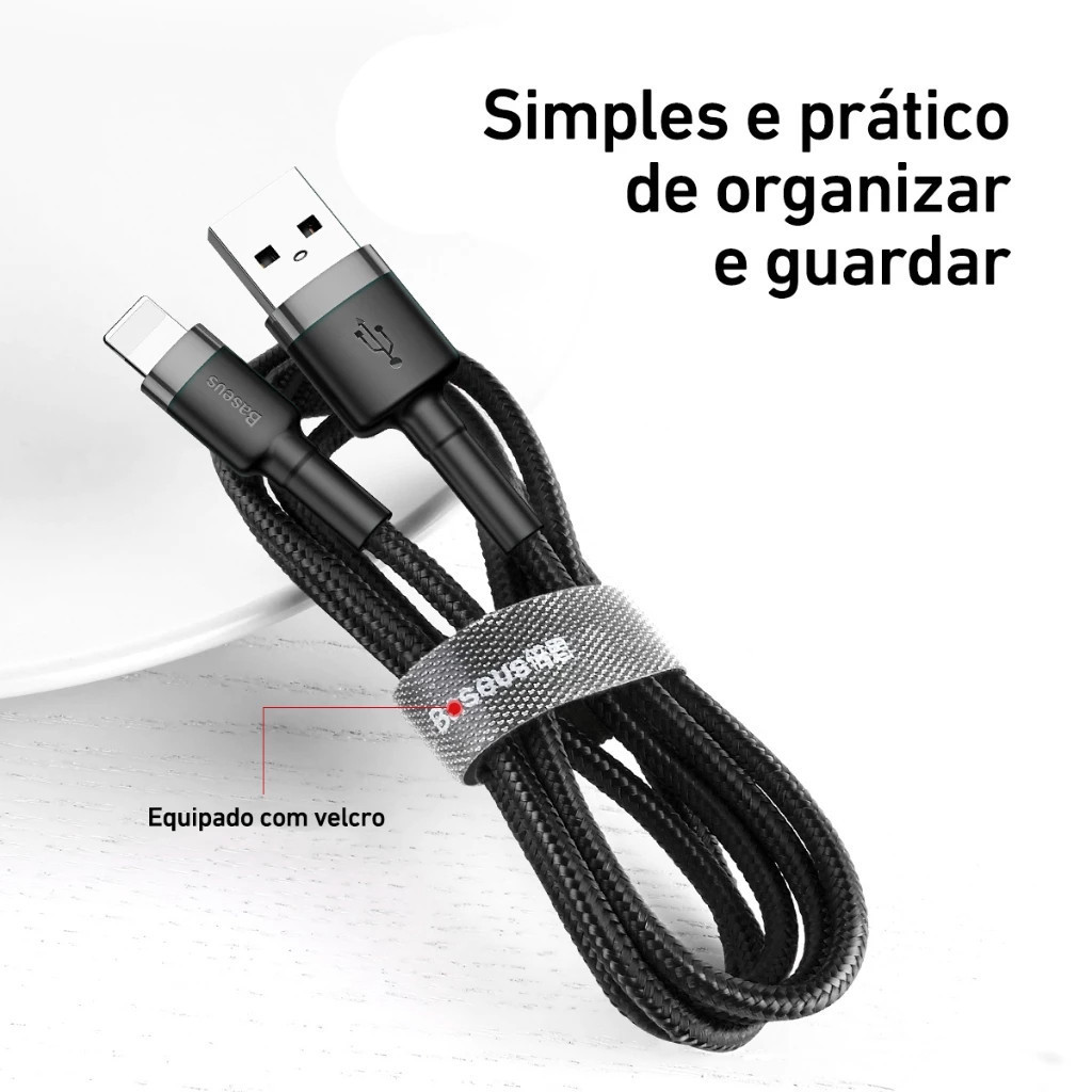 Baseus Cabo Usb p/ Lightning iPhone 2.4a 1m Trançado Reforçada Ultra Resistente