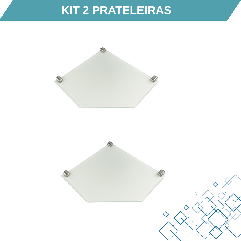 KIT 2 PRATELEIRAS  BANHEIRO/COZINHA/LAVANDERIA VIDRO CANTO LAPIDADO 6MM INCOLOR