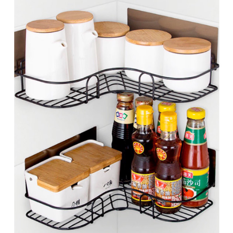 Kit 2 Prateleiras de Canto para Banheiro Cozinha de Adesivo Sem Furos