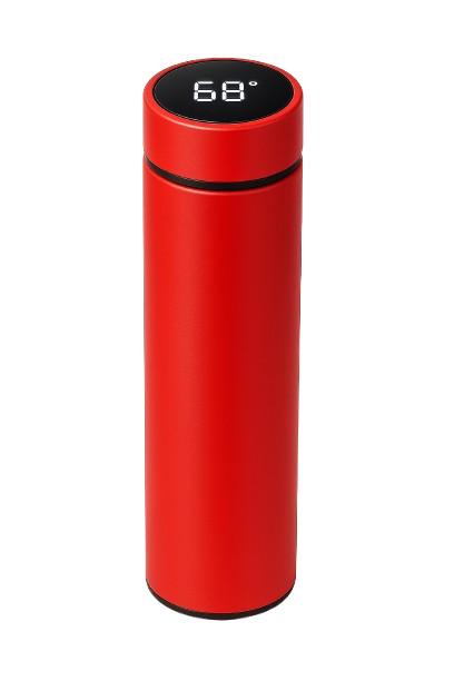 VERMELHO - Normal - Garrafa Térmica com LED e Termômetro (500ml)