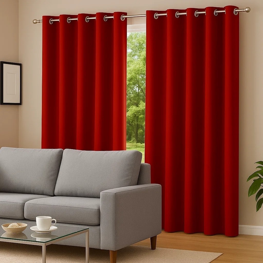 Cortina Blackout com Forro Ilhós Quarto Sala Vermelho Bloqueio Luz Decoração Janela Achadinhos
