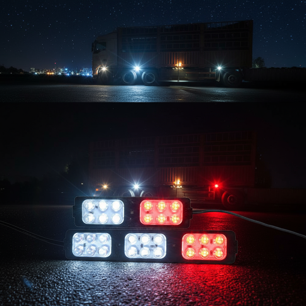 12/18 LED pisca-pisca vermelho azul emergência para carros e caminhões 12V 24V
