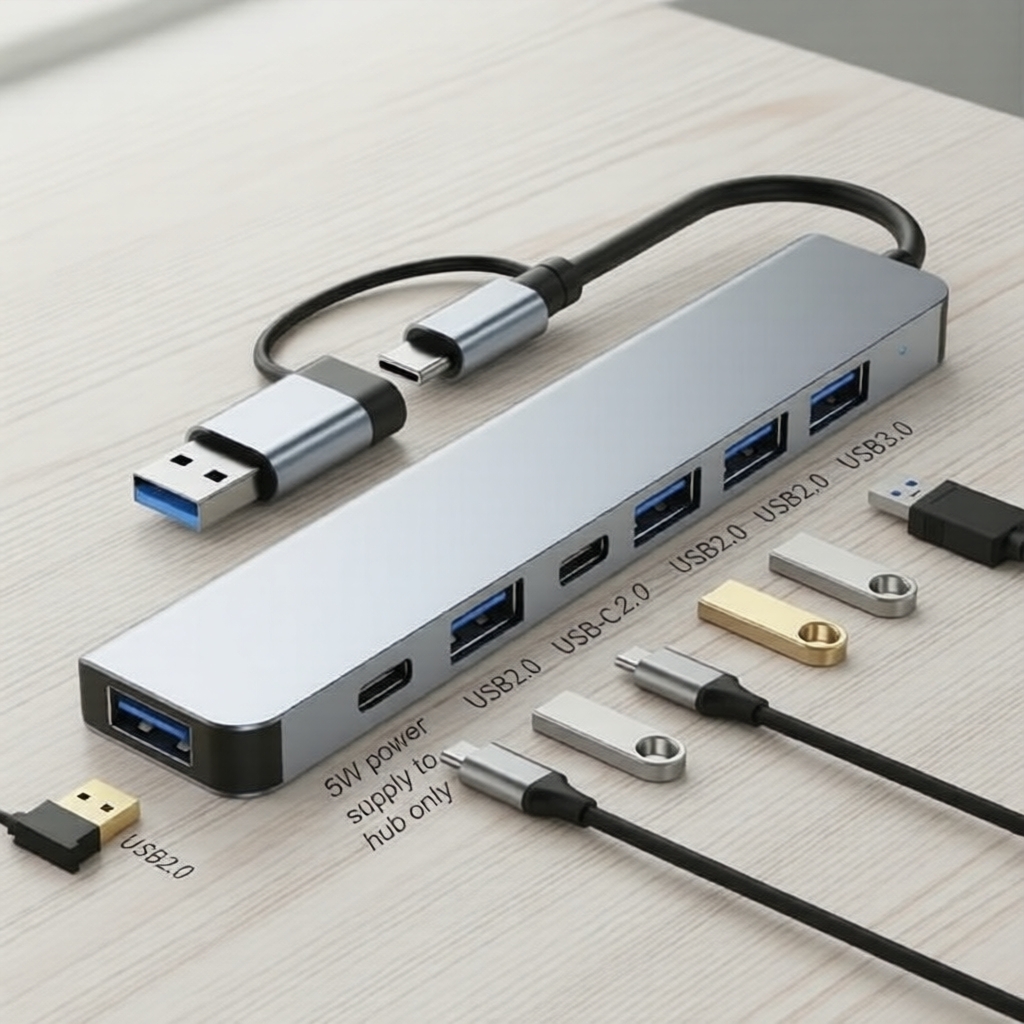 hub 7 Em 2 Portas USB Ac Concentrador 3.0 E 2.0 Tipo Multi Adaptador-Dock Splitter Para PC Laptop Macbook Pro Acessórios