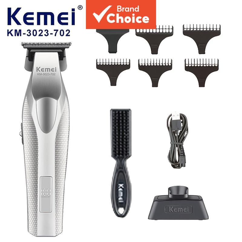 Kemei Km-3023-702, aparador de cabelo com lâmina revestida em DLC e corpo de metal, com dock de carregamento e