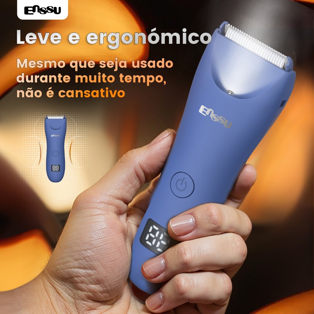 Aparador de Pelos Íntimos e Corporal Impermeável com LED e Dock