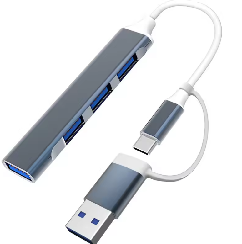 Hub USB Tipo C Cinza Dock 3.0 2.0 4 Portas Multi Splitter Adaptador OTG para Xiaomi MacBook Alumínio