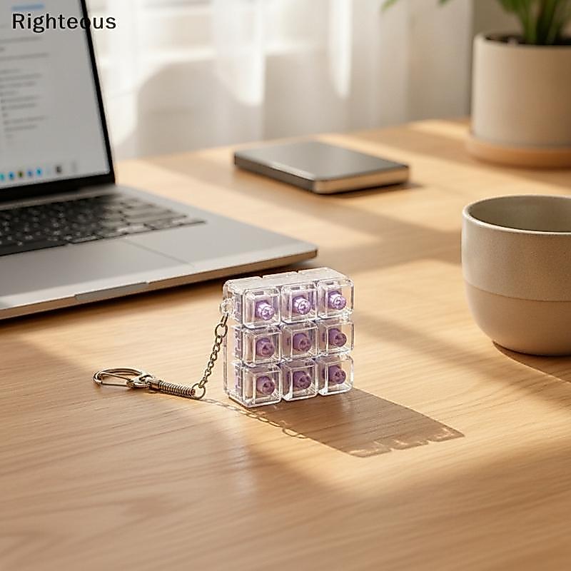 Rightrous 9 Teclas Mini Teclado Fidget Brinquedo Botão Mecânico Chaveiro Alívio Do Estresse Sensorial Para Travelmute Te