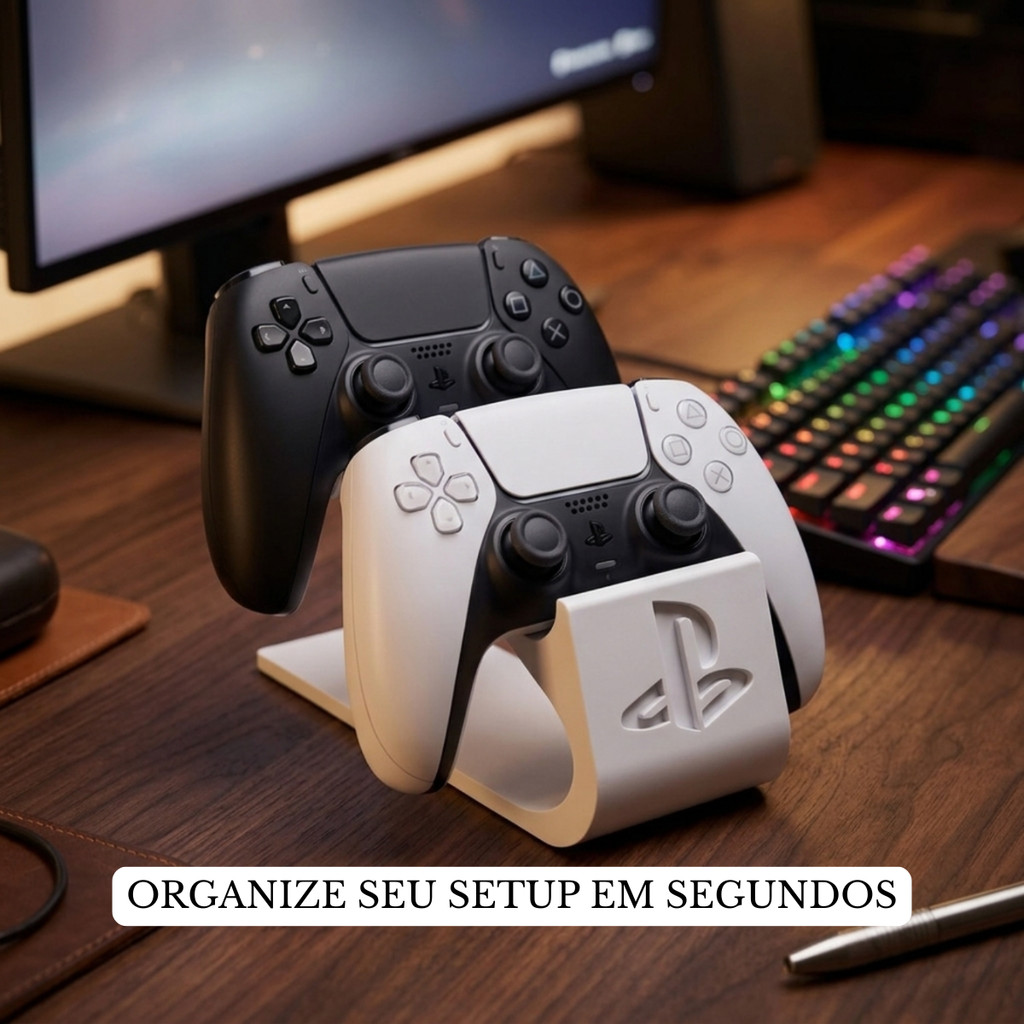 Suporte Duplo Controle Ps4 Ps5 Xbox Slim Fat Base Gamer Compatível Playstation Dualsense