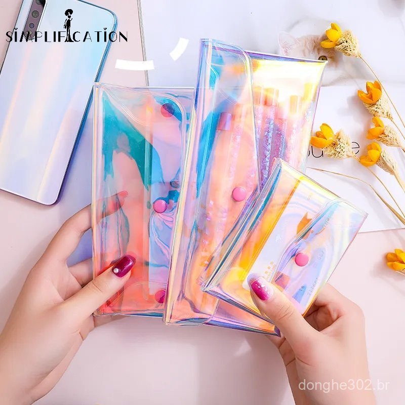 Carteira de Moeda Transparente de PVC a Laser para Mulheres e Meninas / Carteira Cosmética de Batom Multiuso