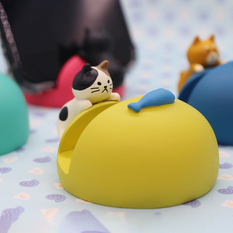 Japonês Shiba Inu gato Manbird resina assento redondo suporte do telefone móvel cabeceira Desktop bonito preguiçoso redo