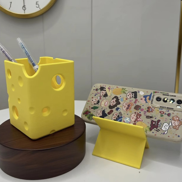 Manteiga queijo caneta titular armazenamento suporte do telefone móvel dupla utilização bonito Desktop estilo simples co