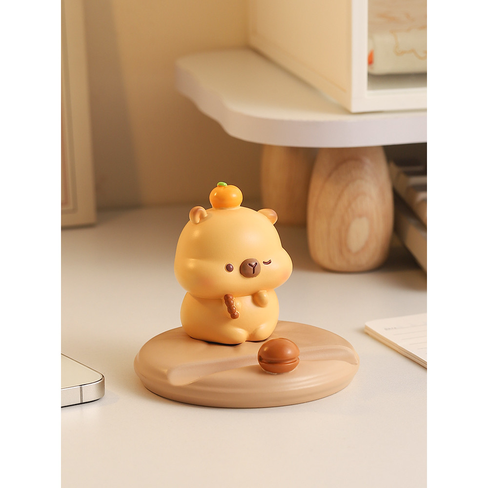 Bonito Kapibara suporte do telefone móvel ornamentos posição de trabalho Desktop cura estabilidade emocional ferramenta