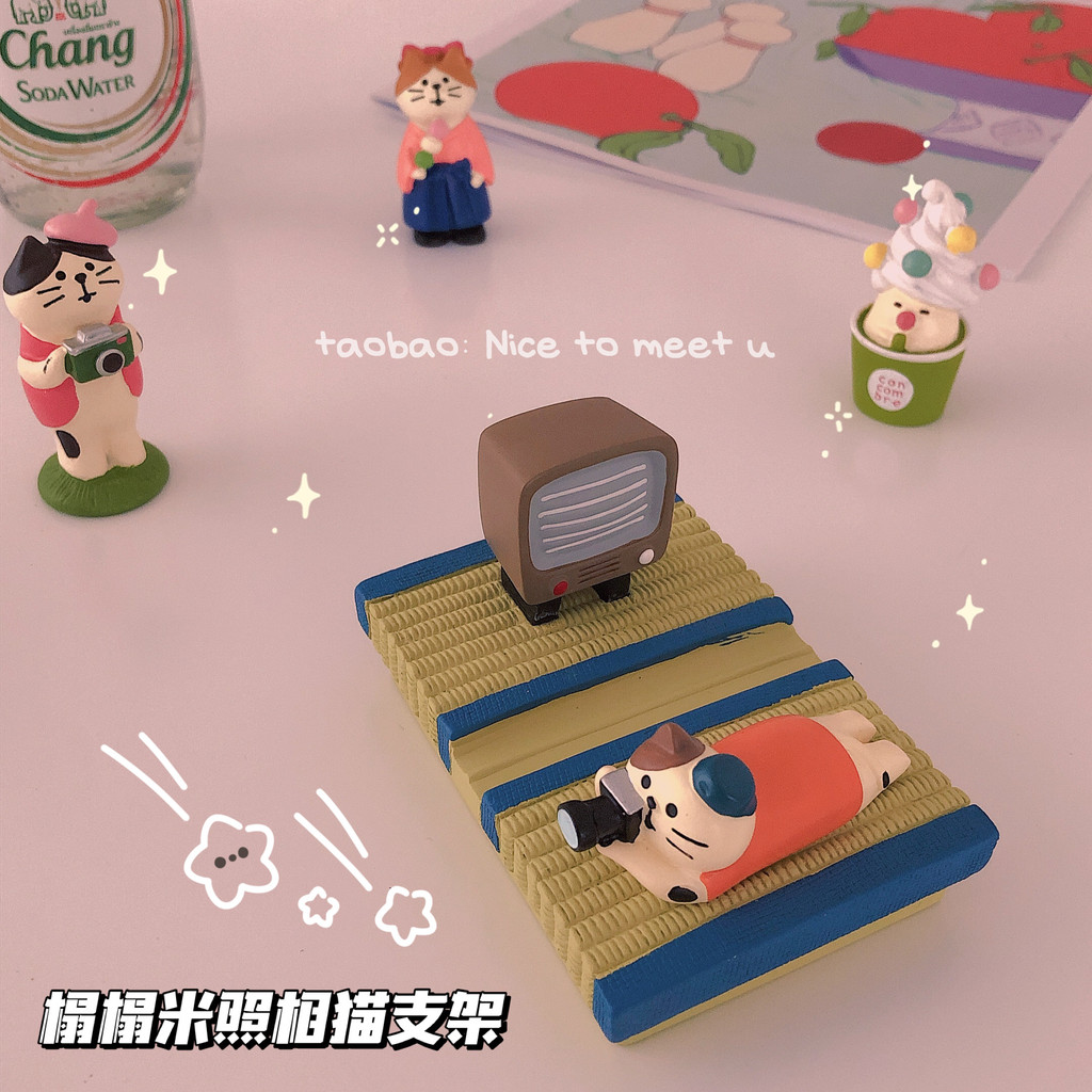 Ins estilo japonês mantimentos foto gato suporte de telefone Desktop preguiçoso suporte quadro ornamentos bonitos