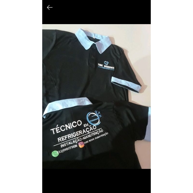 Camisa polo malha fria personalizada com sua logomarca ou nome bordado em frente e costas.