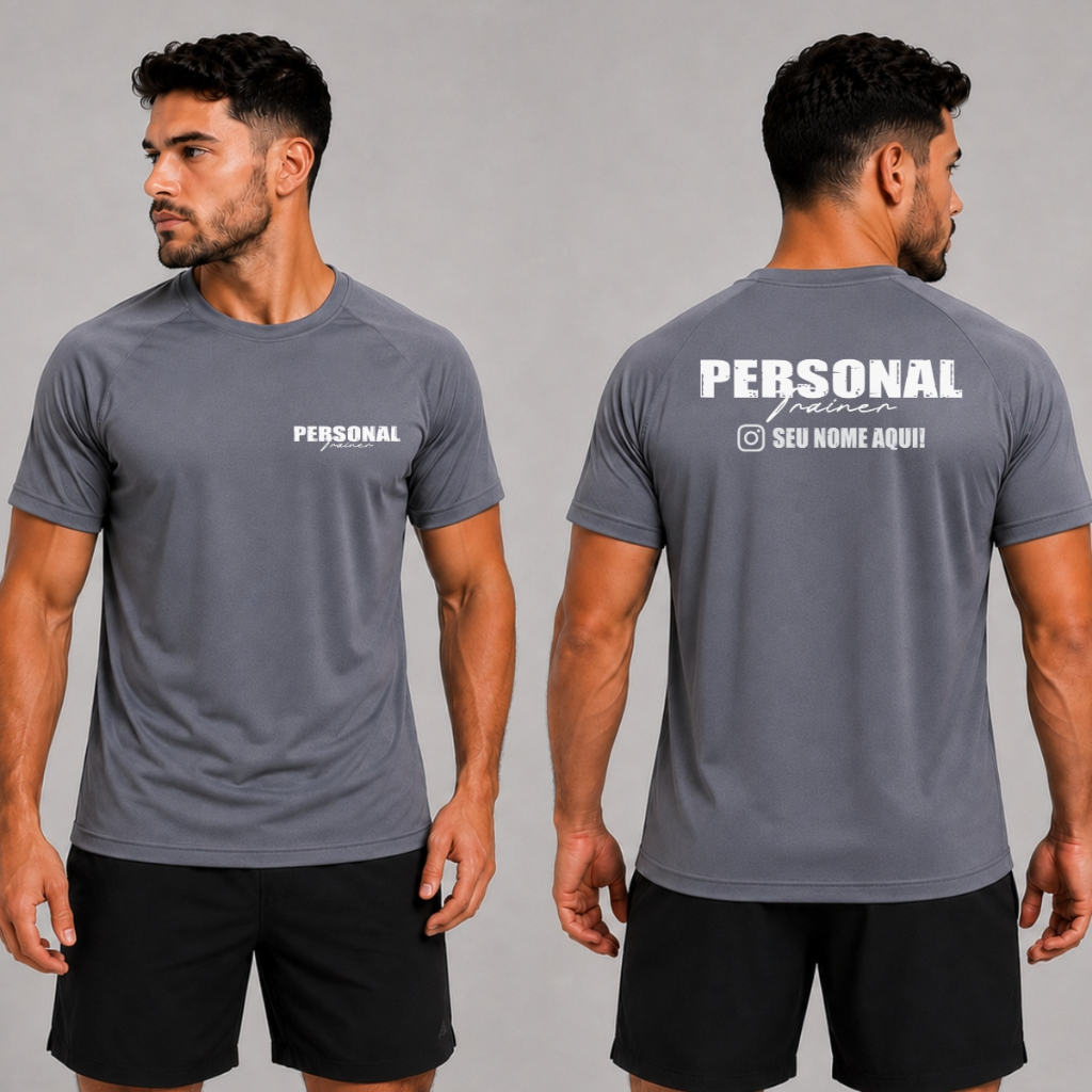 Camiseta Dry Fit Poliamida Malha Fria Uv Tecido Respirável Personal Trainer Seu Nome Personalizada 5