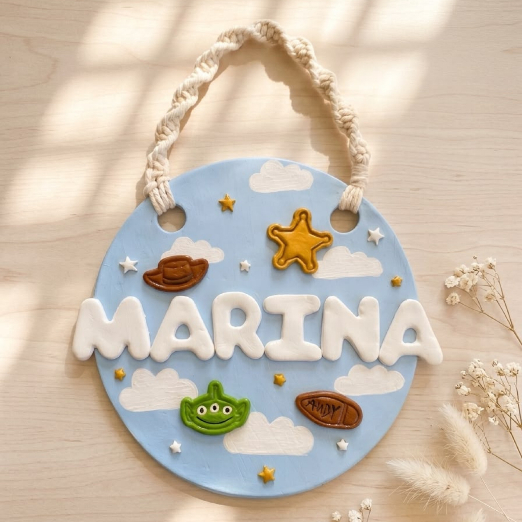 Porta Maternidade Toy Story Personalizado 25cm | Cerâmica Fria | Nome do Bebê