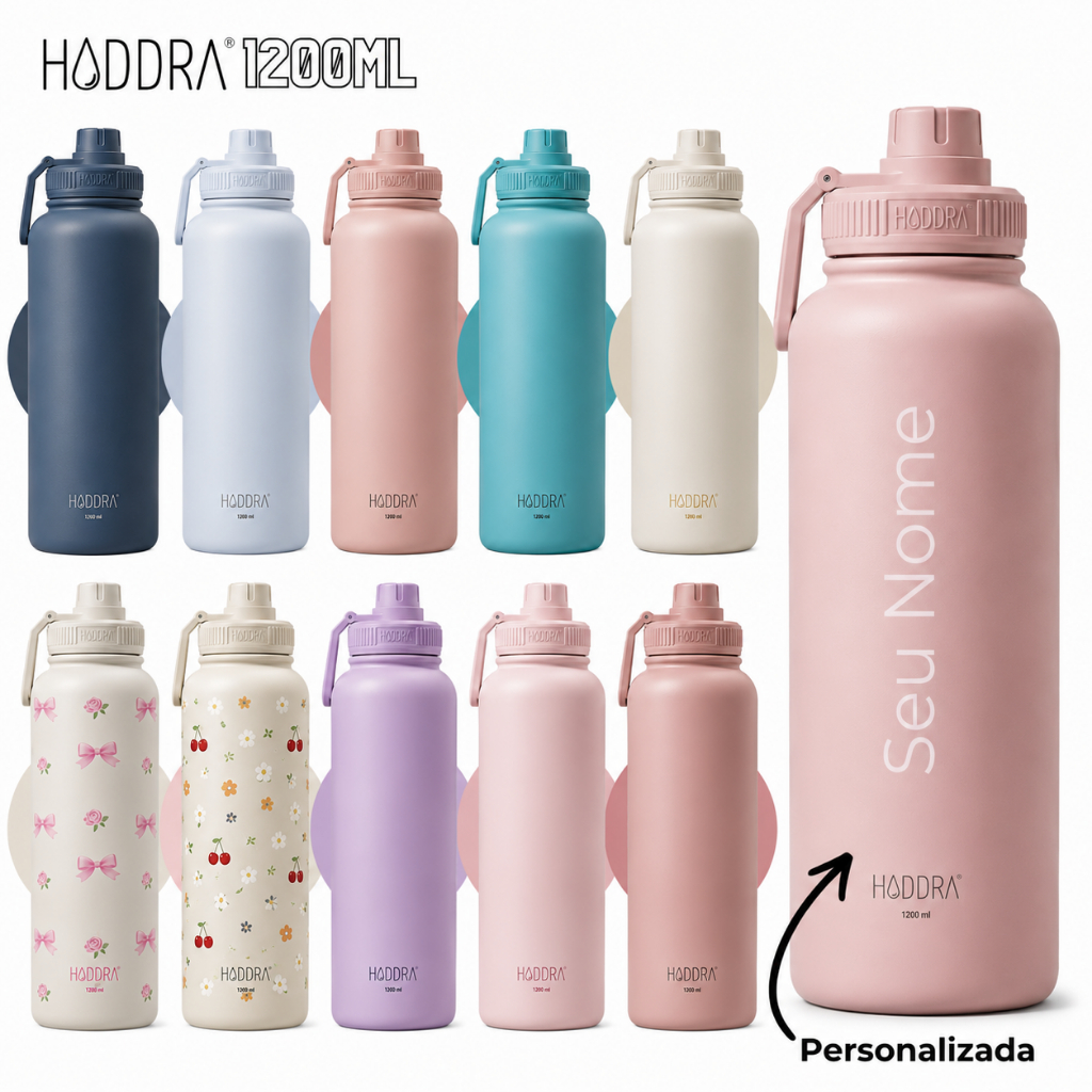 Garrafa Térmica 1Litro/1000ml Personalizado com Nome Inox Fitness Água Fria/Quente Tampa Hermética