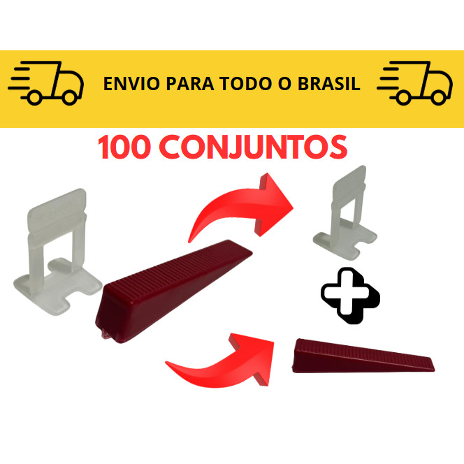 100 Espaçador + 100 cunhas para Nivelador piso porcelanato 1mm, 1.5mm, 2mm