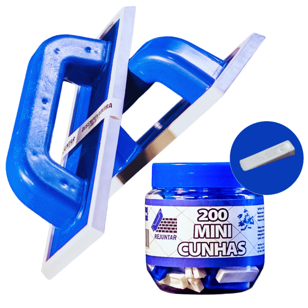 2 Desempenadeiras p/ Rejuntar 1 Pote com 200 Mini Cunhas