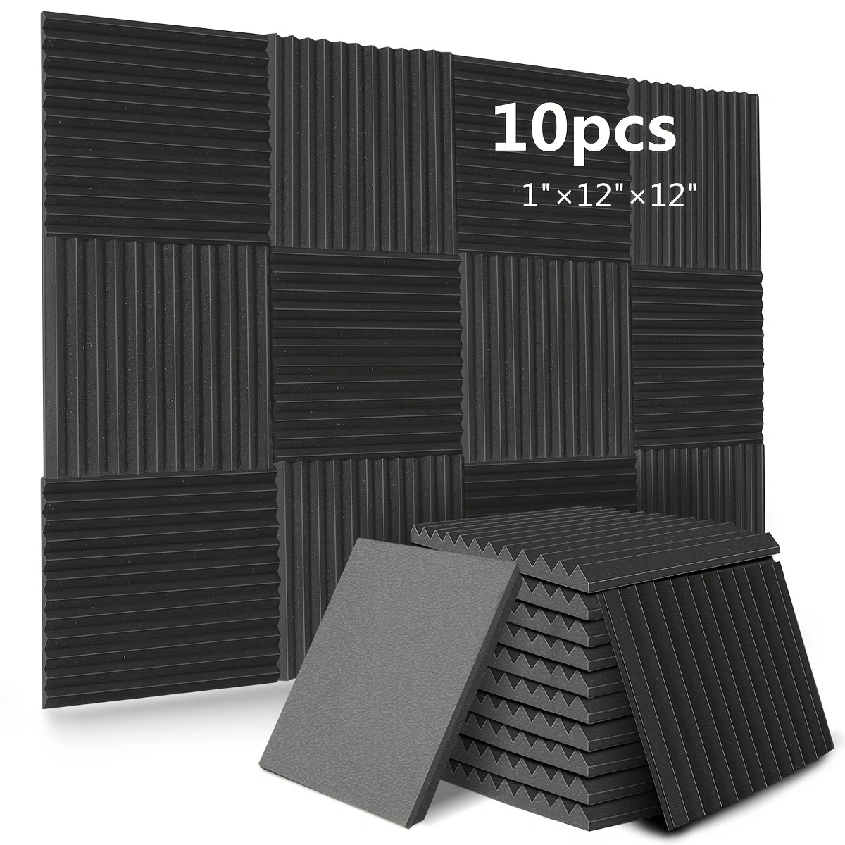 Um Conjunto De Painéis De Parede À Prova De Som De Espuma Acústica De Estúdio De 10 Pces , Esponja De Tratamento De Abso