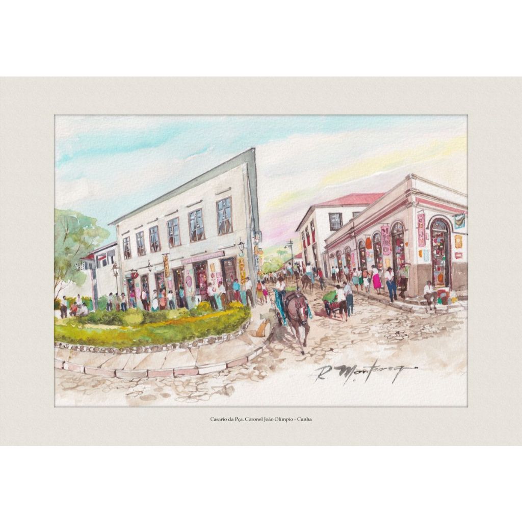 Casario da Pça. Coronel João Olímpio - Cunha | Quadro Decorativo | Decoração Elegante | A4