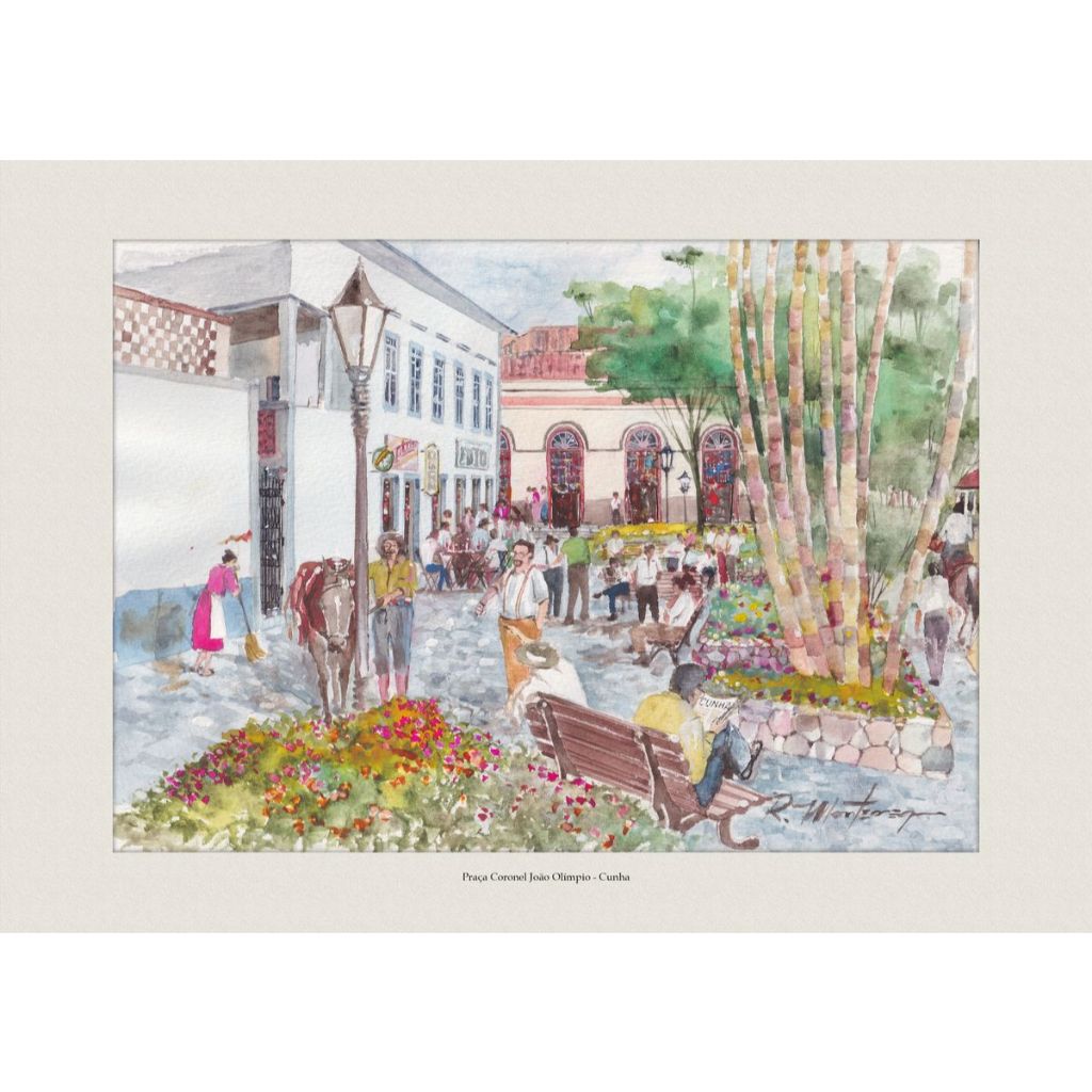 Praça Coronel João Olímpio - Cunha | Quadro Decorativo | Decoração Elegante | A4