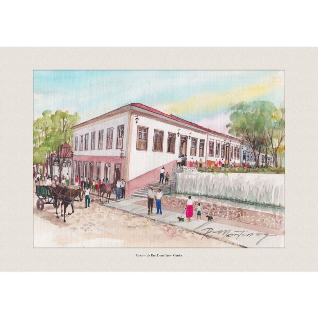 Casario da Rua Dom Lino - Cunha | Quadro Decorativo | Decoração Elegante | A4