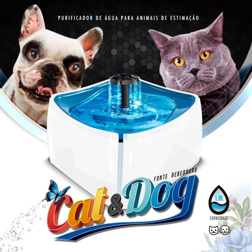 Fonte Bebedouro Cat & Dog 1,8L - Purificador de Água para Cães e Gatos | MECPet