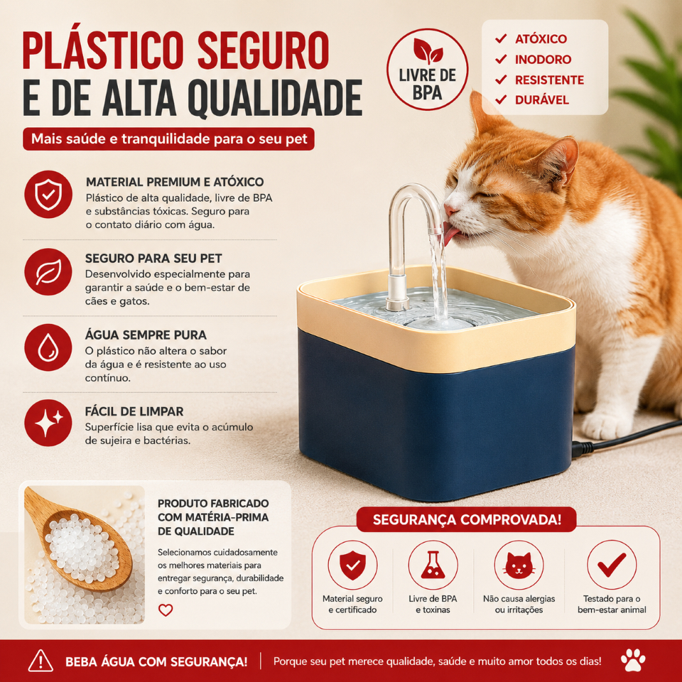 BEBEDOURO AUTOMÁTICO BIVOLT 110V/220V P/ CÃES E GATOS USB
