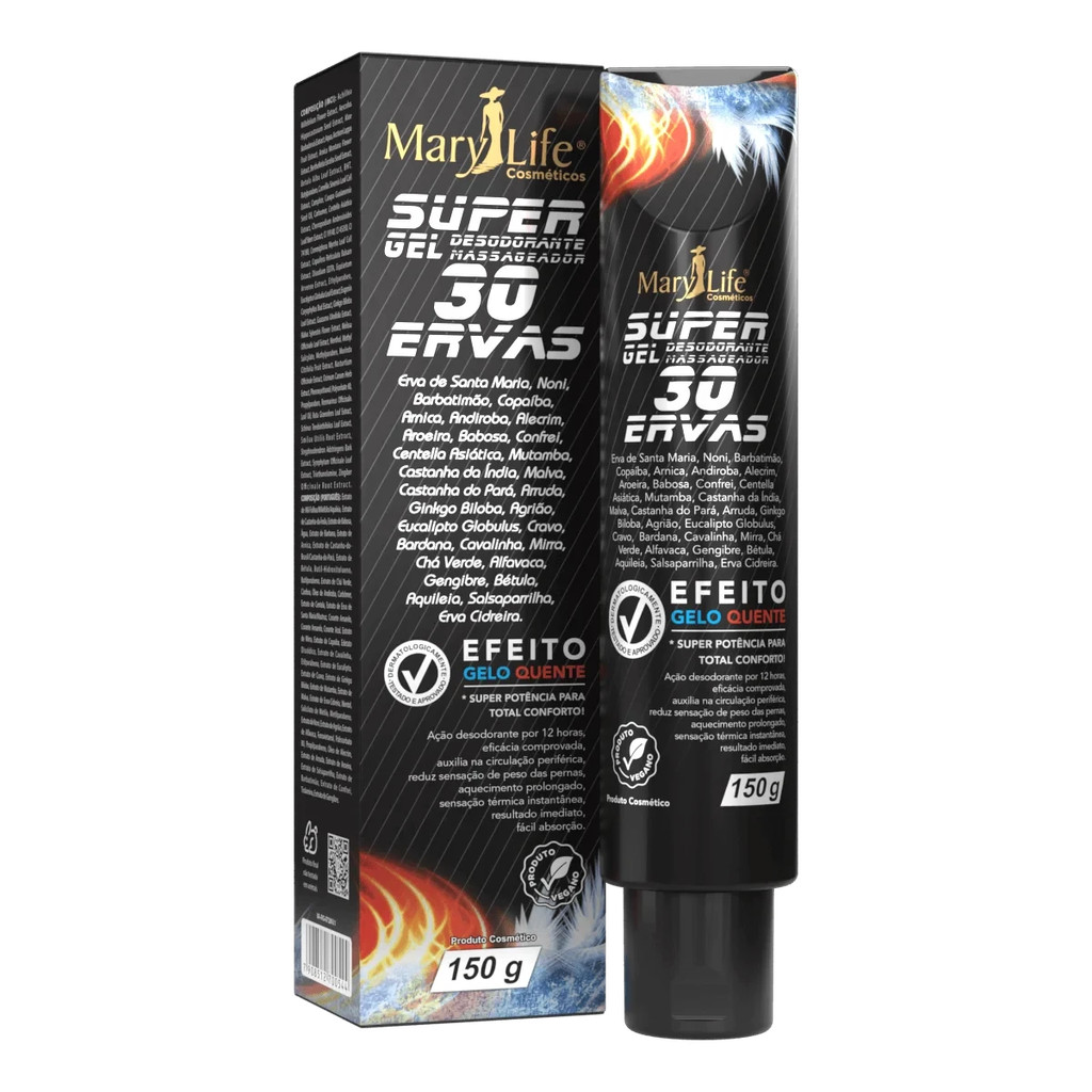 Super Gel Desodorante Massageador 30 Ervas 150g