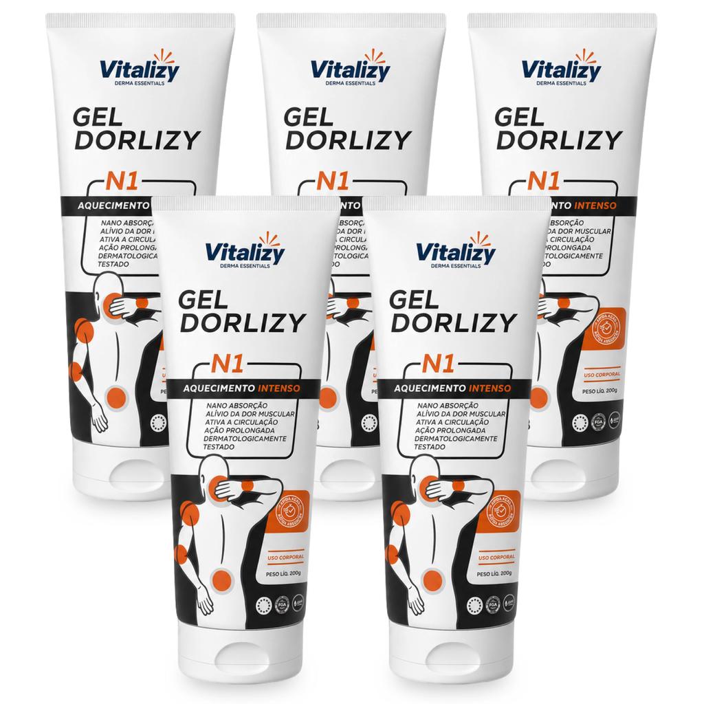 Kit 5x200g Gel Massageador Extra Forte Efeito Aquecedor Alívio Muscular Arnica Mentol Canfora Salicilato Metila Vitalizy
