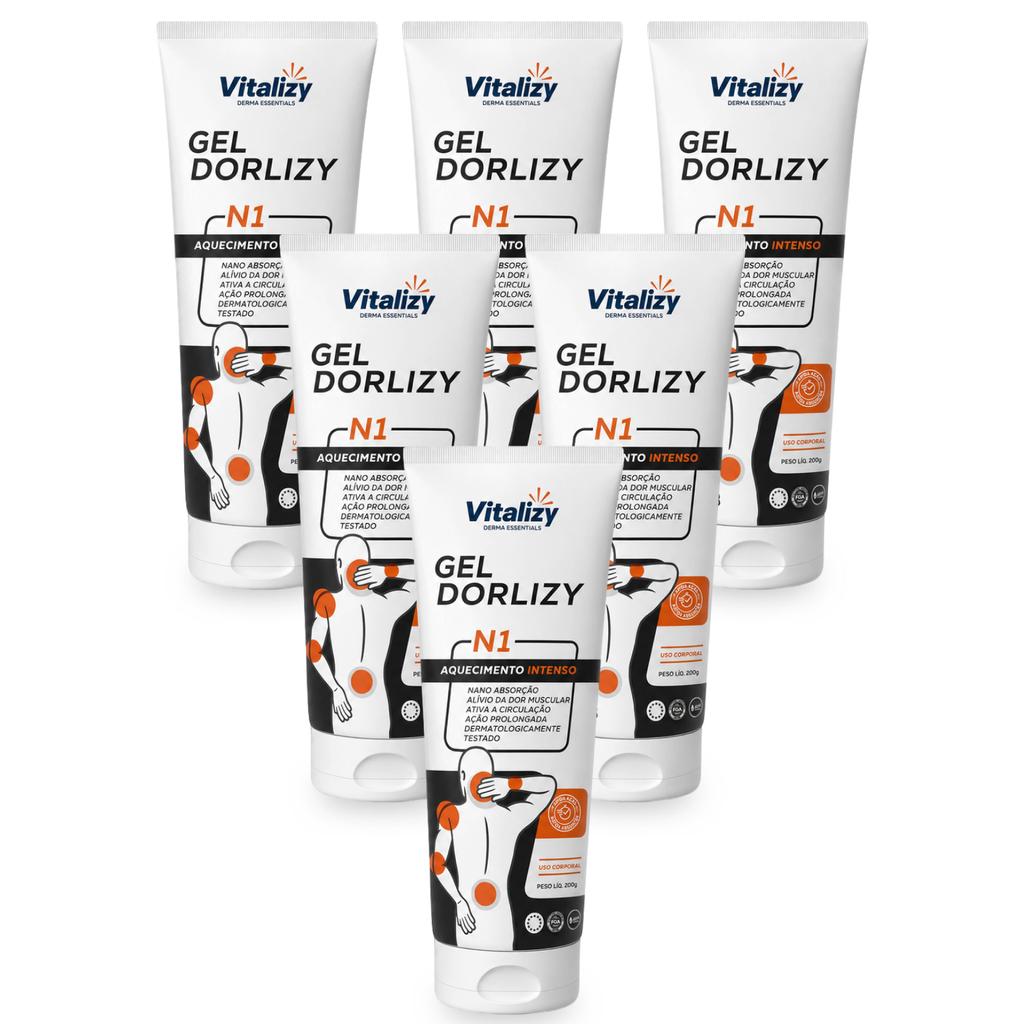Kit 6x200g Gel Massageador Extra Forte Efeito Aquecedor Alívio Muscular Arnica Mentol Canfora Salicilato Metila Vitalizy