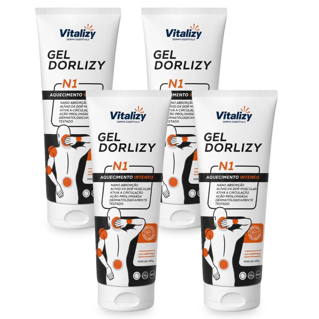 Kit 4x200g Gel Massageador Extra Forte Efeito Aquecedor Alívio Muscular Arnica Mentol Canfora Salicilato Metila Vitalizy