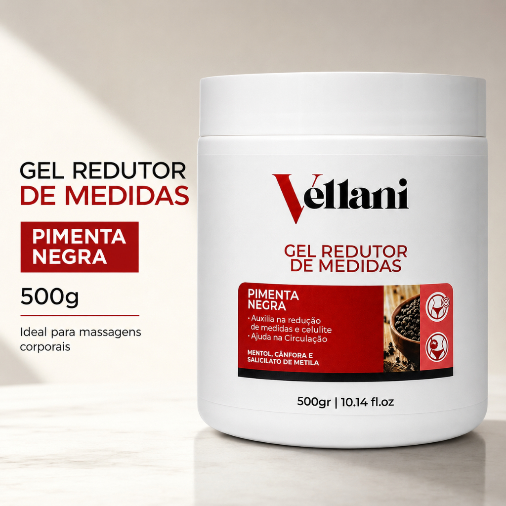 Gel Redutor de Medidas Vellani Pimenta Negra 500g Massageador Corporal